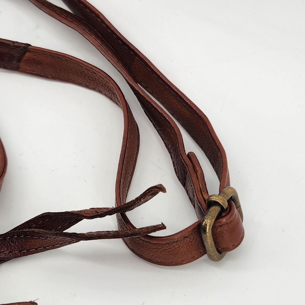 Estalon Crossbody Bag Brown Genuine Leather Adjustable Strap Messenger Purse - Picture 4 of 9